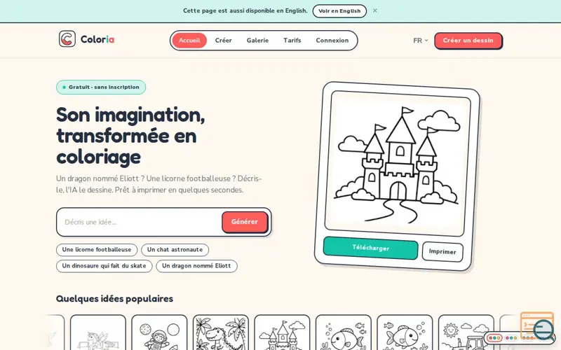 Screenshot of Coloria, a launch using Trustpilot