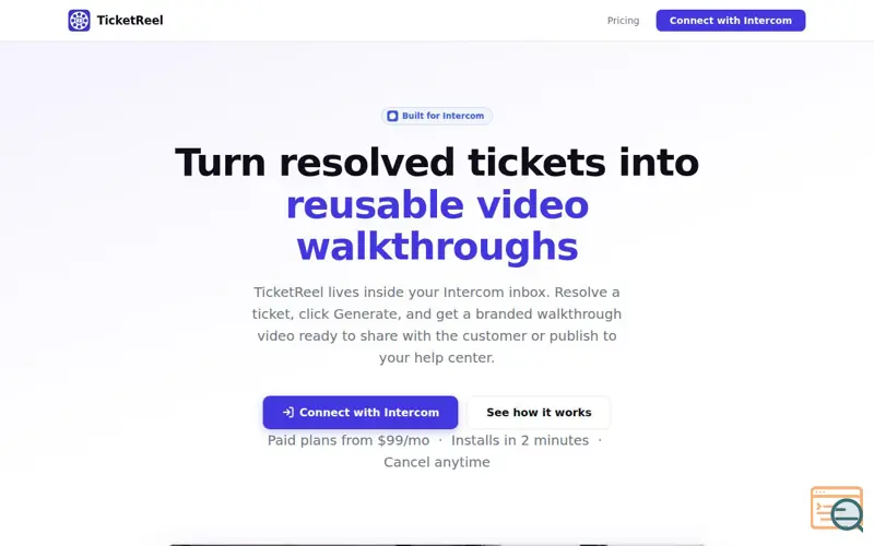 Screenshot of TicketReel