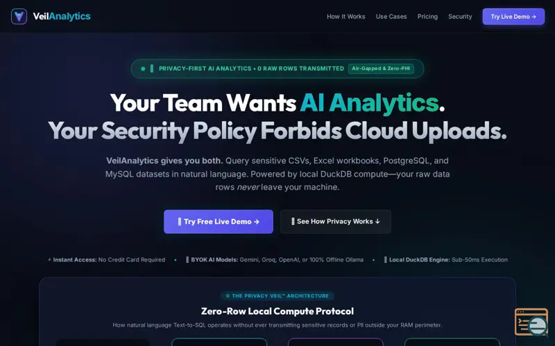 Screenshot of VeilAnalytics