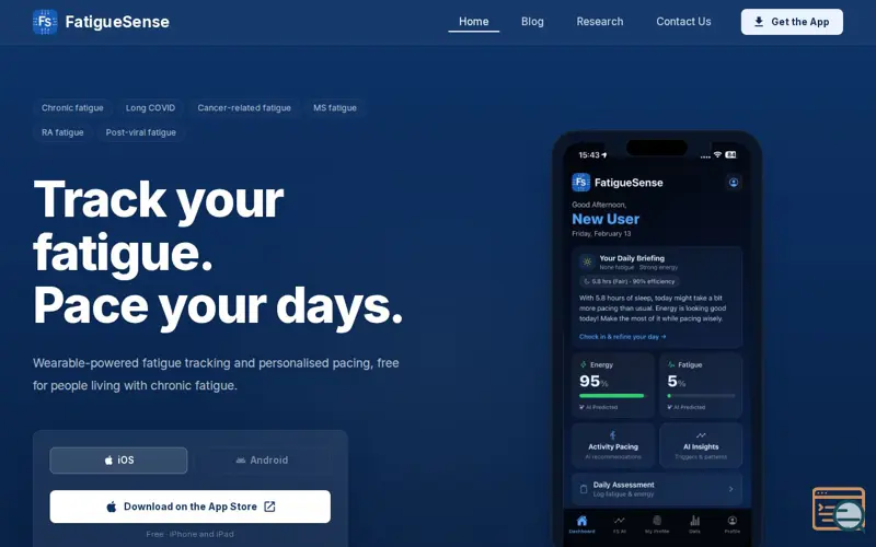 Screenshot of FatigueSense