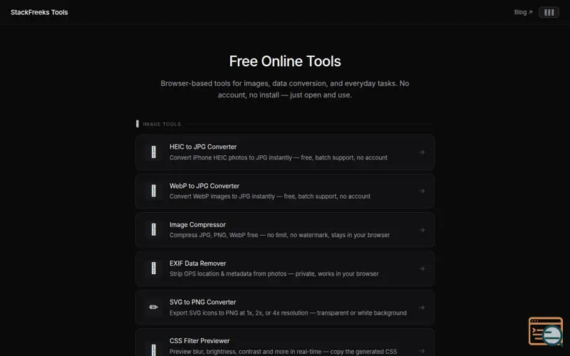 Screenshot of StackFreeks Tools