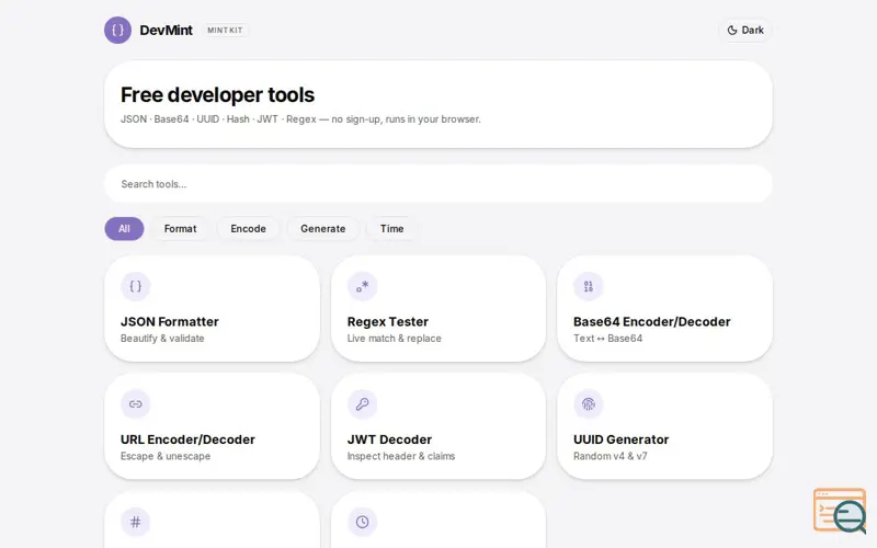 Screenshot of DevMint
