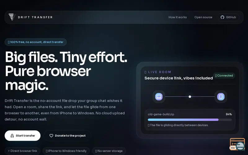 Screenshot of Drift Transfer, a launch using Ably