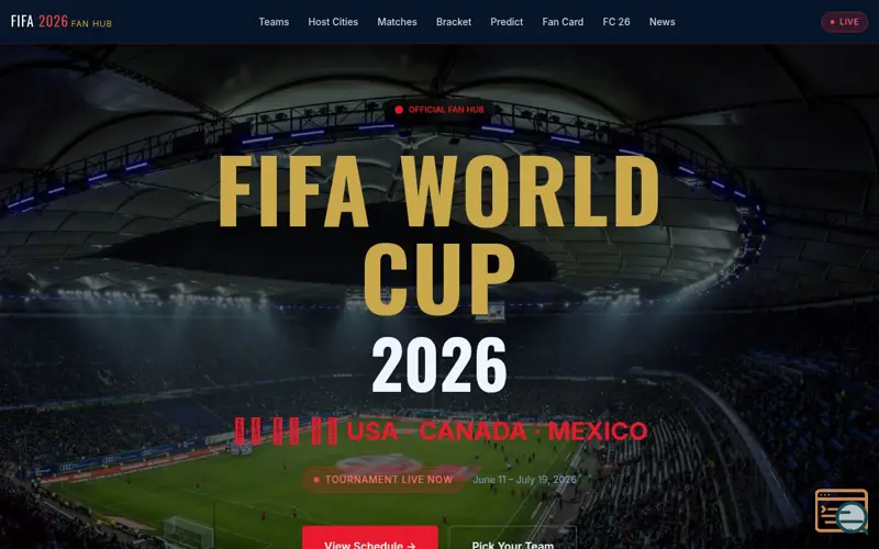 Screenshot of FIFA World Cup 2026 Fan Hub