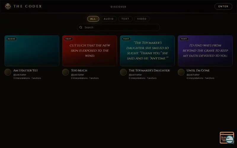 Screenshot of The Codex