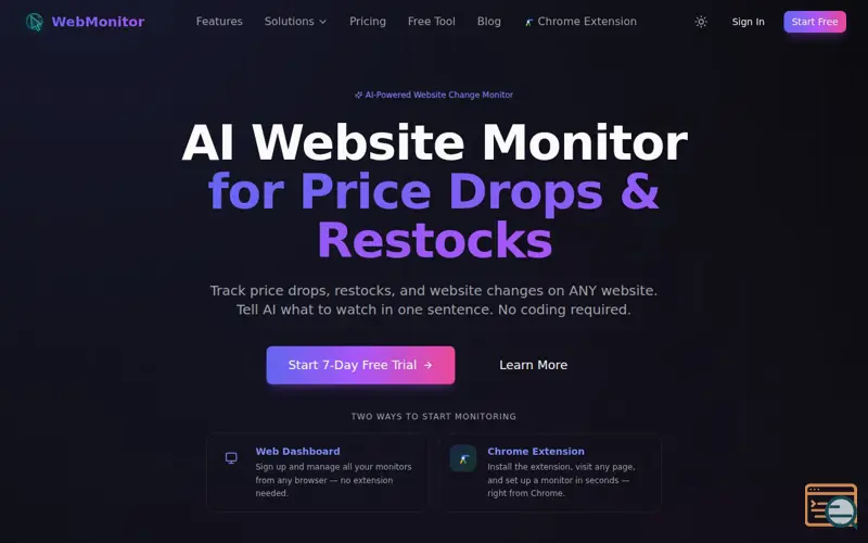 Screenshot of WebMonitor