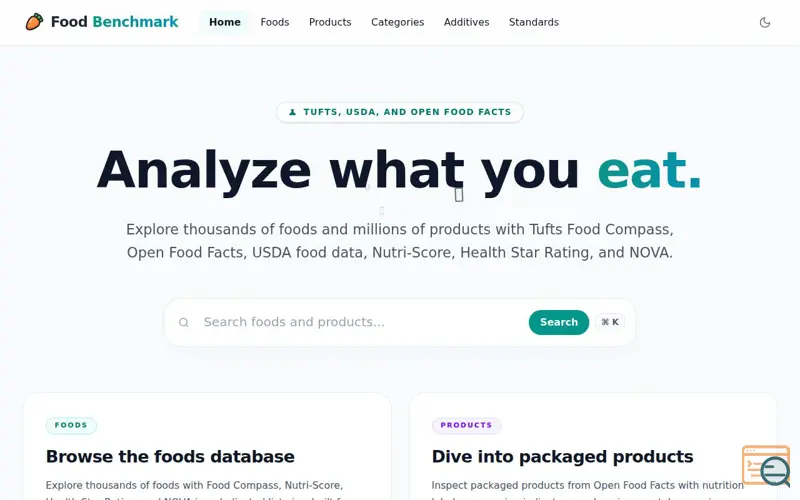 Screenshot of Food Benchmark