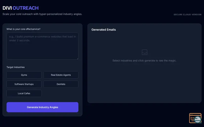 Screenshot of DIVI OUTREACH