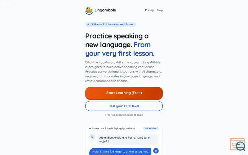 Screenshot of LingoNibble