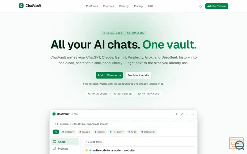 Screenshot of ChatVault