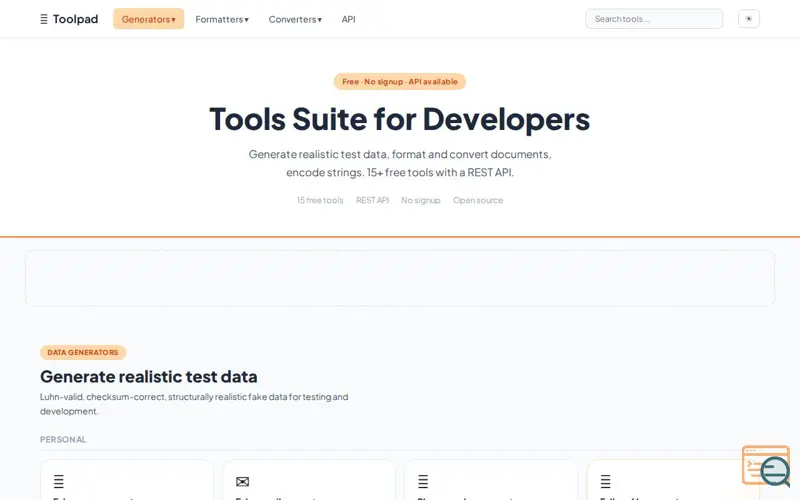 Screenshot of Toolpad.in 