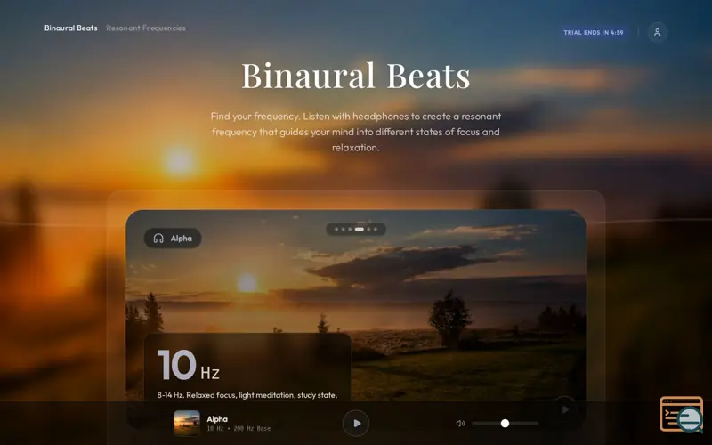 Screenshot of BinauralBeatsLive