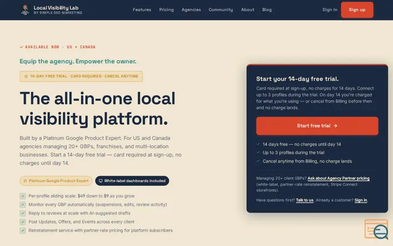 Screenshot of Local Visibility Lab