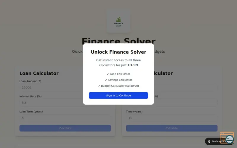 Screenshot of Finance Solver