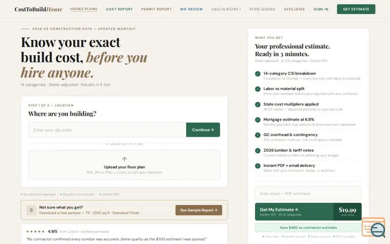 Screenshot of CostToBuildHouse