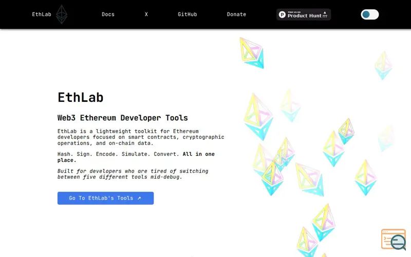 Screenshot of EthLab