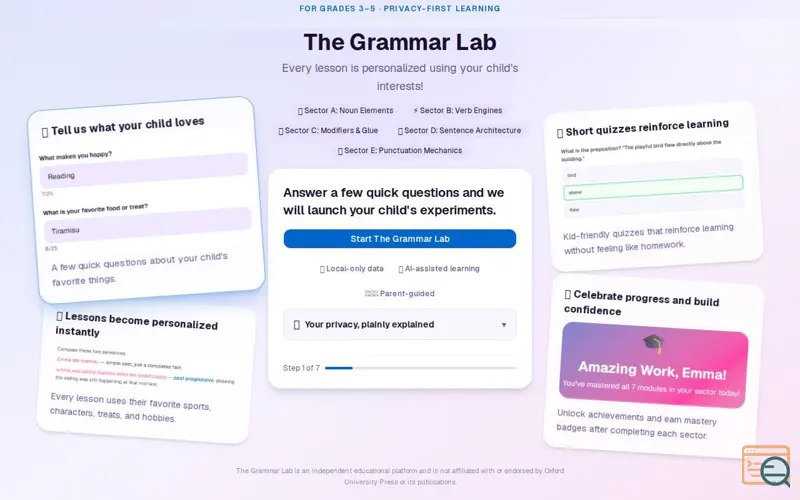 Screenshot of The Grammar Lab