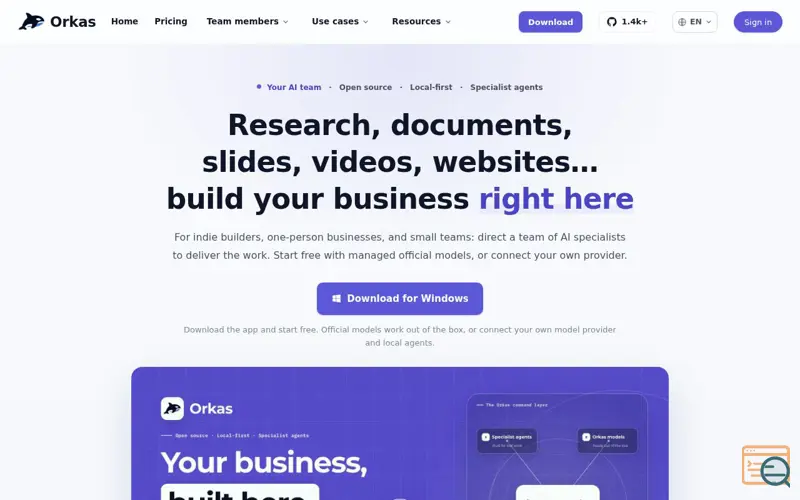 Screenshot of Orkas