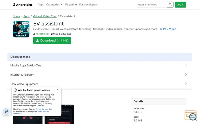 Screenshot of Voice assistant EV, a launch using Commento