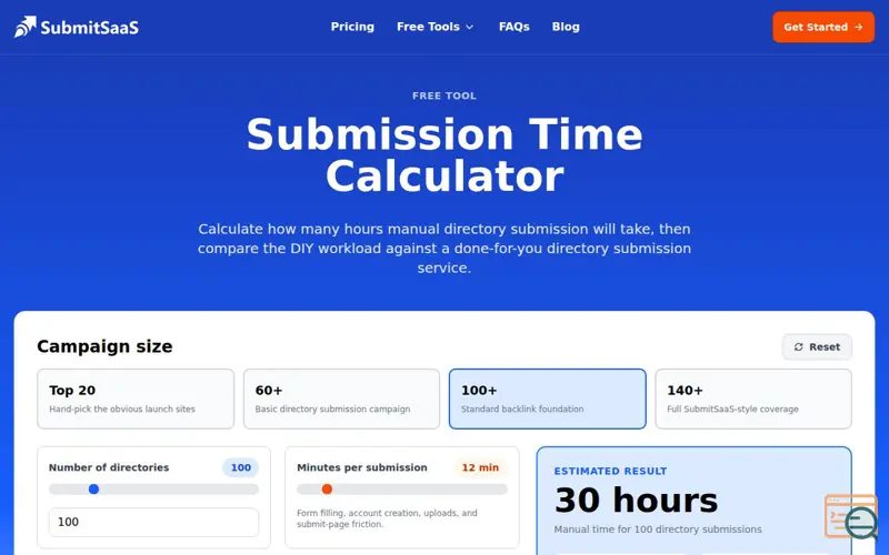 Screenshot of Submission Time Calculator