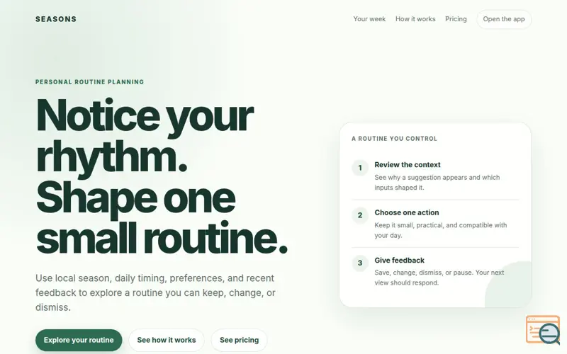 Screenshot of SEASONS Wellness