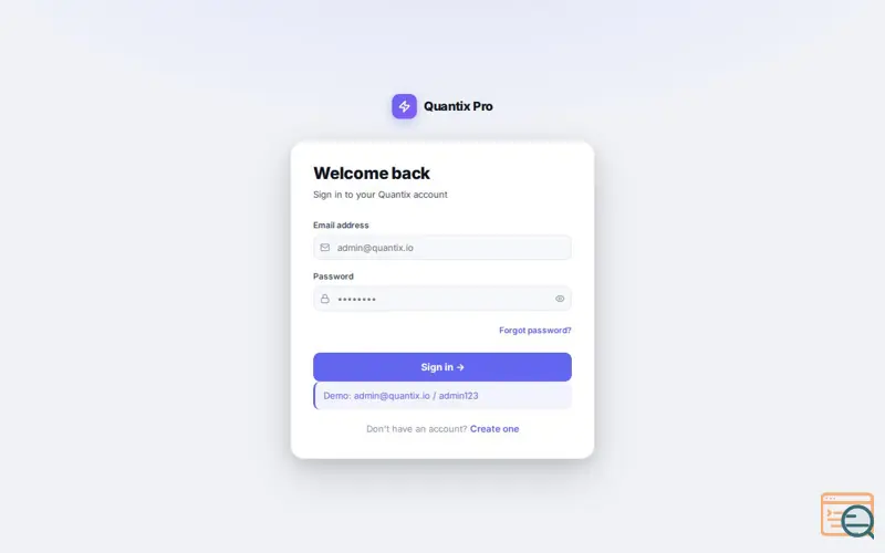 Screenshot of Quantix Pro — Premium Admin Dashboard