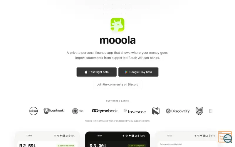 Screenshot of mooola