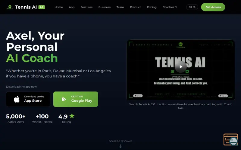 Screenshot of Tennis AI