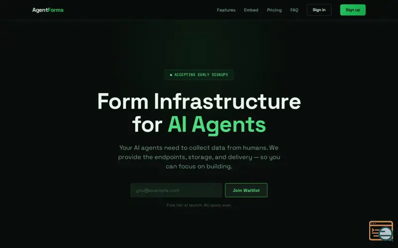 Screenshot of AgentForms.io