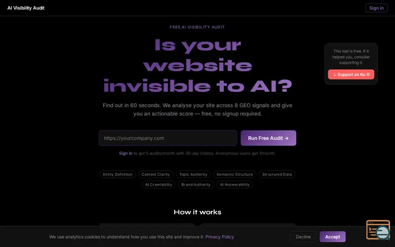 Screenshot of AI Visibility Audit