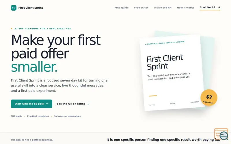 Screenshot of First Client Sprint