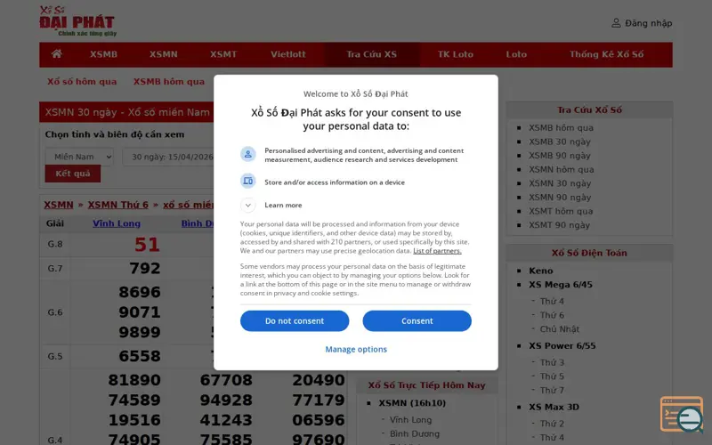Screenshot of Xổ số Đại Phát