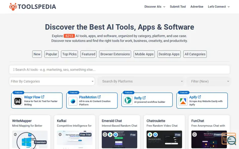 Screenshot of ToolsPedia