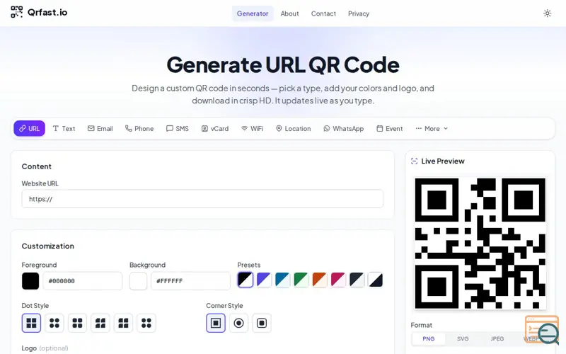 Screenshot of Qrfast.io