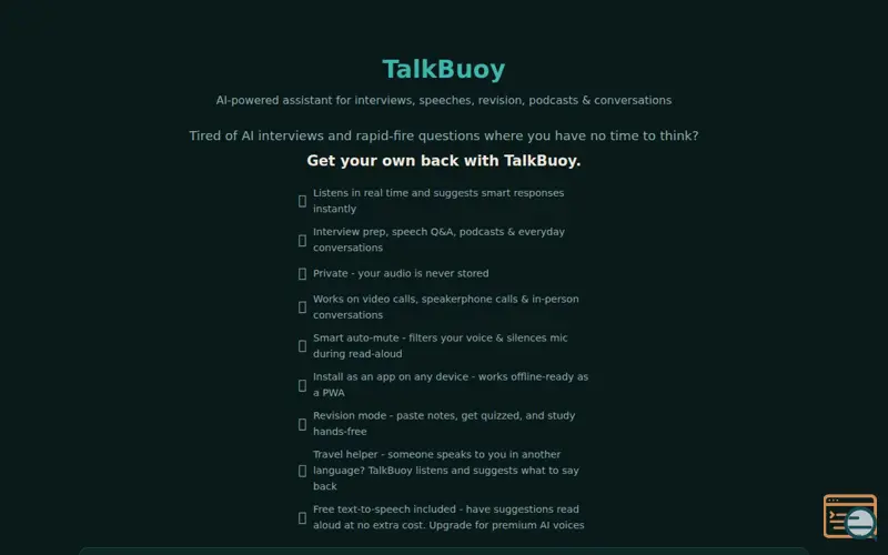 Screenshot of TalkBuoy
