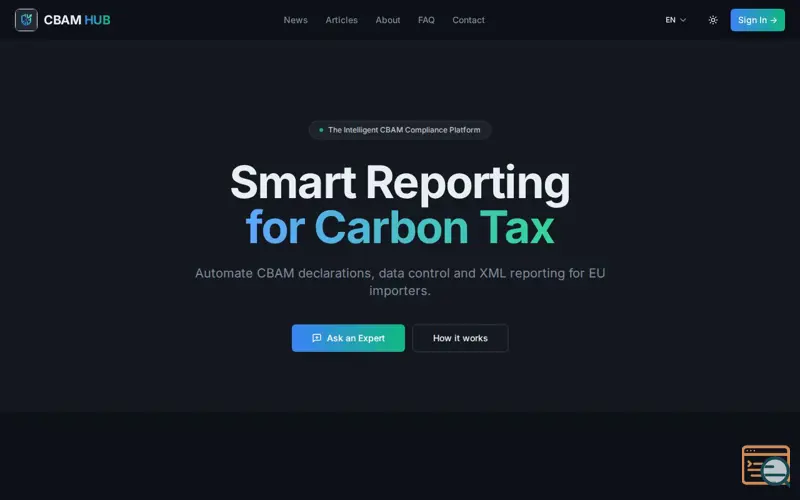 Screenshot of CBAM HUB