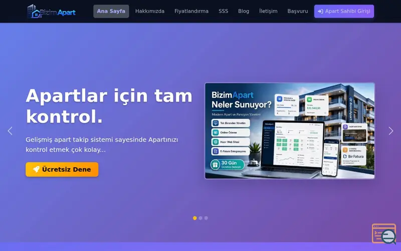 Screenshot of BizimApart, a launch using Soro