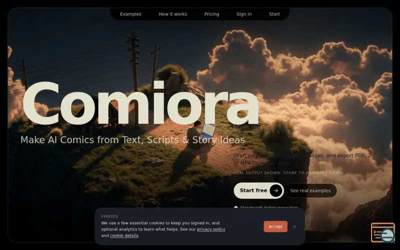Screenshot of Comiora | AI Comic Generator for Manga, Webtoon & Video