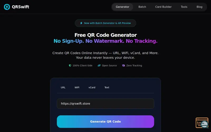 Screenshot of QRSwift