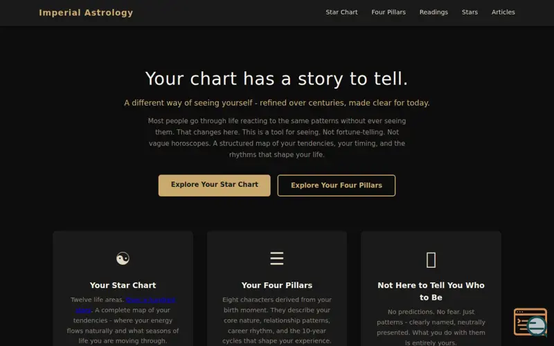 Screenshot of Imperial Astrology — Chinese Destiny Analysis Tools