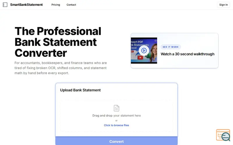 Screenshot of Reconcile Bank Statements