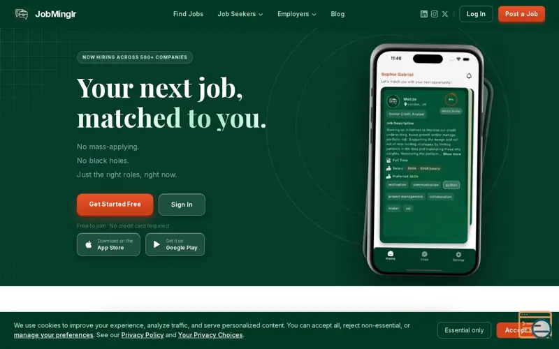 Screenshot of JobMinglr