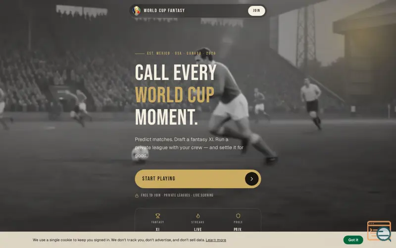 Screenshot of World Cup Fantasy