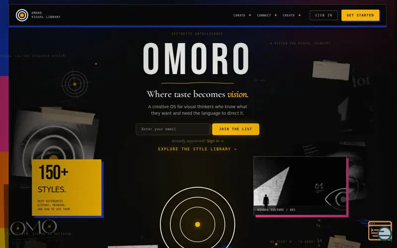 Screenshot of Omoro: Creative Studio for Visual Thinking, a launch using RunPod