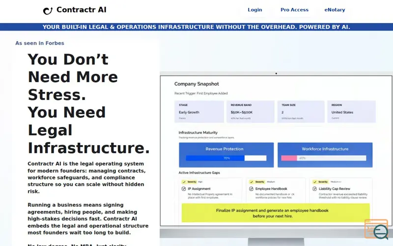 Screenshot of Contractr AI, a launch using Campaign Monitor