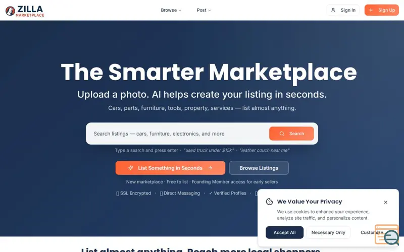 Screenshot of Zilla Marketplace