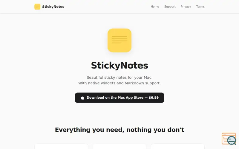 Screenshot of Sticky Notes with Native Widget on macOS
