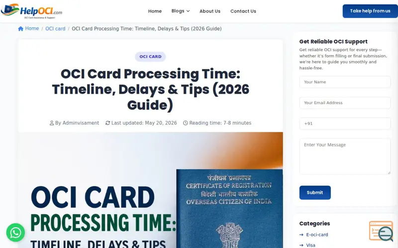 Screenshot of OCI Card Processing Time 2026, a launch using CentOS