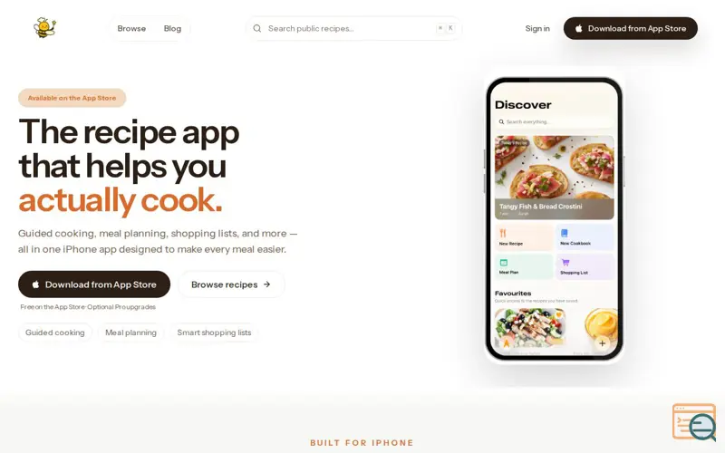 Screenshot of RecipeBee