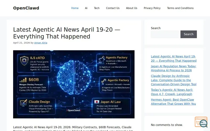 Screenshot of OpenClawd